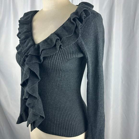 2000's era vintage style ruffle flared sleeve sweater (INC) - Picture 2 of 11